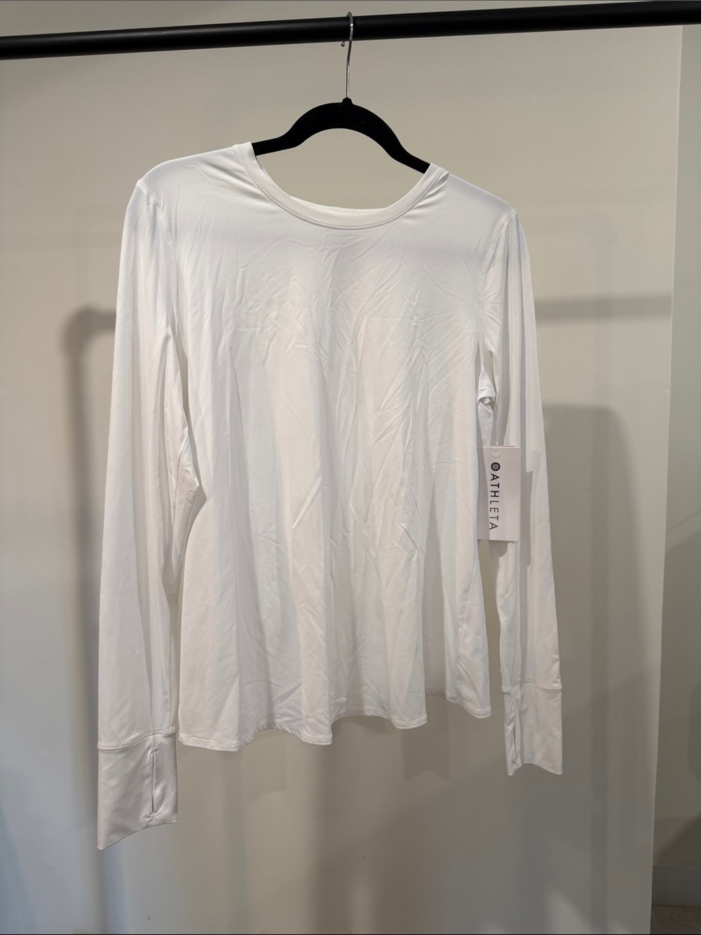 Athleta White Long Sleeve Crewneck Performance Tee
